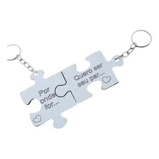 Kit 25 Chaveiro Namorados Mdf Quebra Cabeça Foto  mini 1
