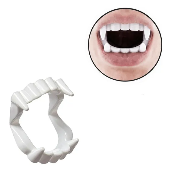 Kit 25 Dentadura Vampiro Plástico Festa Sacolinha Halloween Foto 1