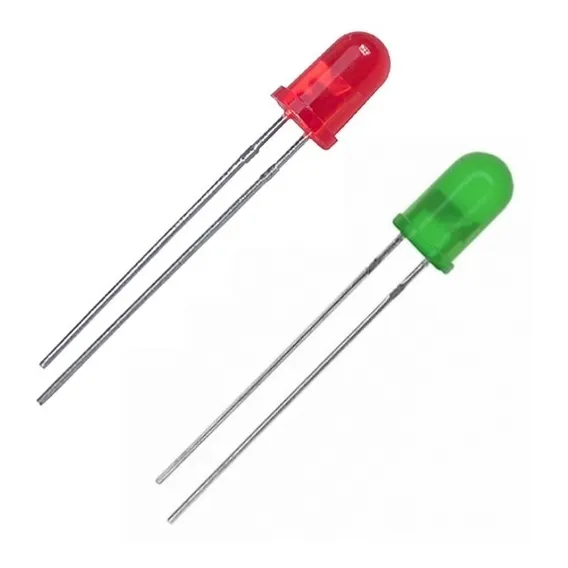 Kit 25 Led Vermelho 25 Verde 5mm Difuso Arduino Eletronica Cor da luz Verde e Vermelho Foto 1