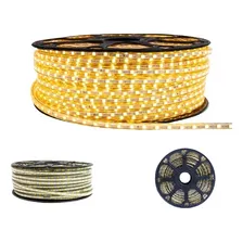 Kit 25 Metros Fita Mangueira Led Chata 5050 Com Fonte Luz Branco-quente 127v Foto  mini 1