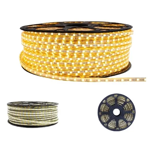 Kit 25 Metros Fita Mangueira Led Chata 5050 Com Fonte Luz Branco-quente 127v Foto 1