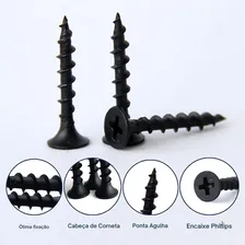 Kit 25 Parafuso Trombeta Drywall 25mm Preto Ponta Agulha Foto mini 2