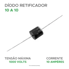 Kit 25 Peças Díodo Retificador 10a10 (10a - 1000v) ChipSCE Foto mini 3