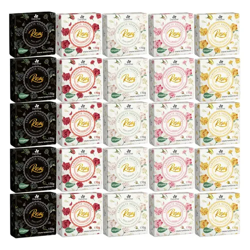 Kit 25 Sabonetes Vegetal Aroma Das Rosas 170g Davene Foto 1