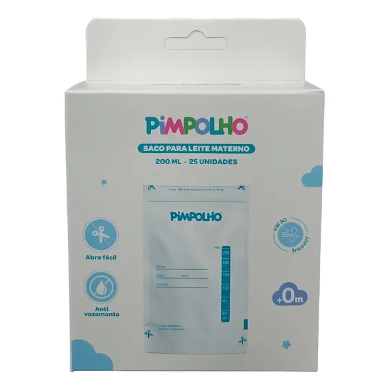Kit 25 Sacos Para Armazenar Leite Materno 200ml - Pimpolho Foto 1