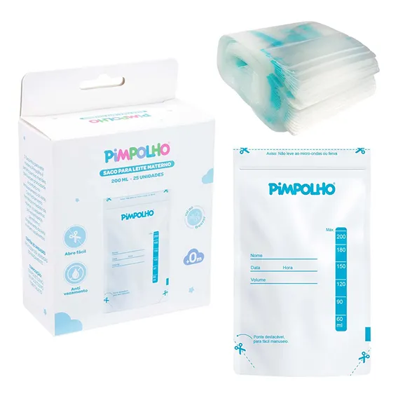 Kit 25 Sacos Para Armazenar Leite Materno 200ml - Pimpolho Foto 1