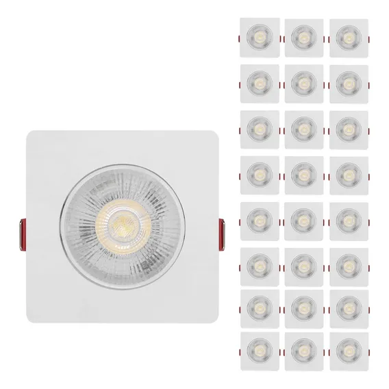 Kit 25 Spot Led Smd 7w Dicroica Direcionável Quadrado Frio Estrutura Branco-frio 110v/220v (bivolt) Foto 1