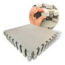 Kit 25 Tapete Tatame Eva 50x50 20mm Funcional Academia Yoga Cor Cinza Claro Textura Foto  mini 1
