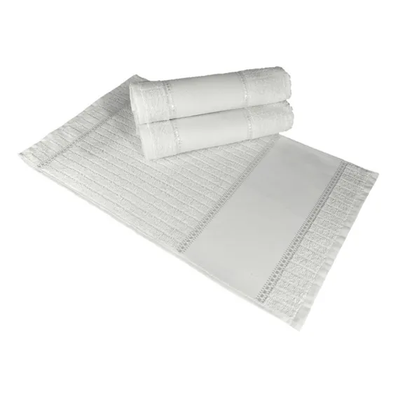 Kit 25 Toalhas Lavabo Para Pintar Bordar À Máquina Lisa Cor Branco Foto 1