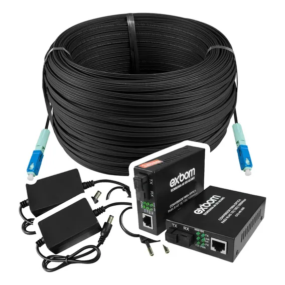 Kit 250 Metros De Cabo Fibra Óptica + Conversor De Fibra Sc Foto 1