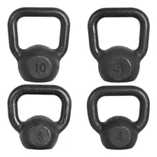 Kit 28kg Peso Kettlebell Para Academia De 4kg 6kg 8kg 10kg Cor Preto Foto  mini 1