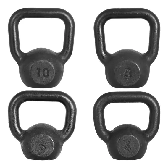 Kit 28kg Peso Kettlebell Para Academia De 4kg 6kg 8kg 10kg Cor Preto Foto 1