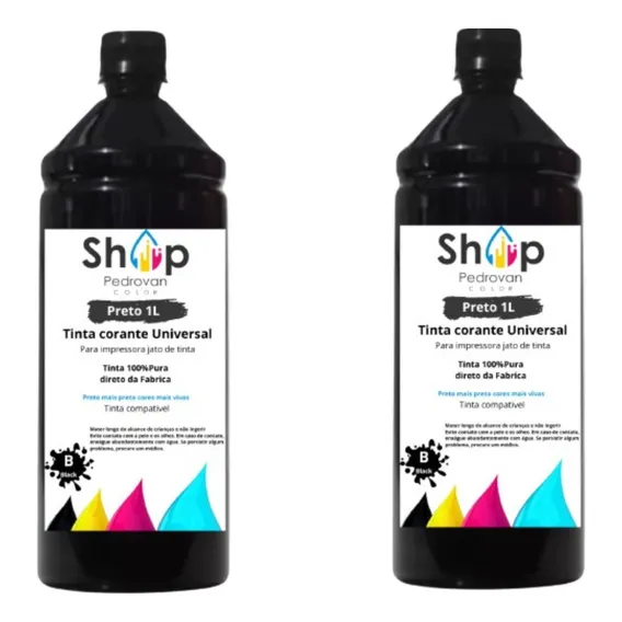 Kit 2litro Tinta CompatÃvel Hp 7612 517 532 617 416 116 2676 Tinta 2-litro-preto Foto 1