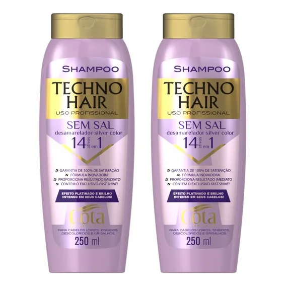 Kit 2un Shampoo Techno Hair Desamarelador Gota Dourada 250ml Foto 1