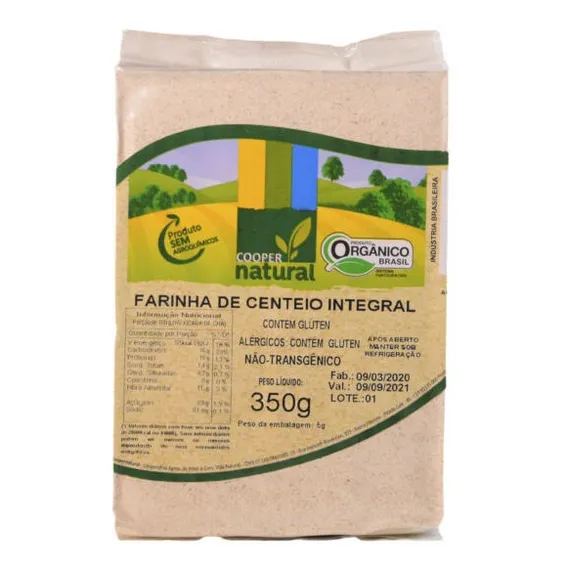 Kit 2x: Farinha Centeio Integral Orgânico Coopernatural 350g Foto 1
