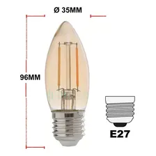 Kit 2x Lâmpada Vela Retrô 2w Avant Ambar 2200k E27 Foto mini  3