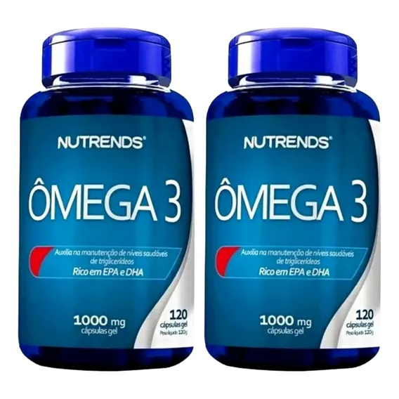 Kit 2x Ômega 3 1000mg Óleo De Peixe 120 Capsulas Nutrends Sabor Sem sabor Foto 1
