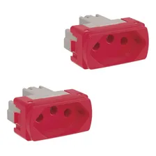 Kit 2x M贸dulo Tomada 2p+t 20a Miluz Schneider Verm S3b70359 Cor Vermelho Foto mini 1
