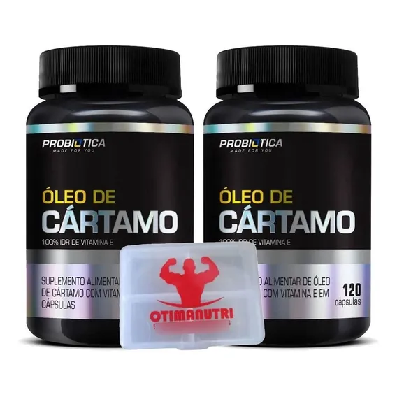 Kit 2x Óleo De Cártamo - 120 Caps Porta Cáps - Probiótica Foto 1