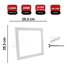 Kit 2x Plafon Painel Led 24w Branco Frio Quadrado Embutir Foto mini 4