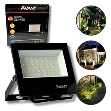 Kit 2x Refletor Slim Led 50w Avant Branco Frio Holofote Ip66 Carcaça Preto Luz Branco-frio 127/220v Foto mini 1