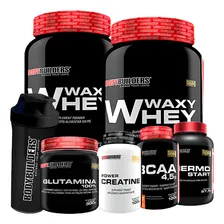 Kit 2x Whey 900g + Bcaa + Creatina + Glutamina + Termogênico Sabor Baunilha Foto  mini 1