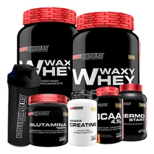 Kit 2x Whey 900g + Bcaa + Creatina + Glutamina + Termogênico Sabor Paçoca Foto  mini 1