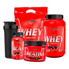 Kit 2x Whey 900g + Bcaa + Creatina + Shaker - Integralmédica Sabor Chocolate Foto mini 1