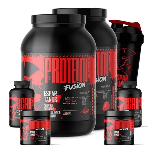 Kit 2x Whey Chocolate/morango 2x Bcaa 2x Creatina E Shaker Foto 1