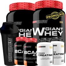 Kit 2x Whey Protein + 2x Bcaa + 2x Creatina + Coqueteleira - Bodybuilders - Sabor Chocolate Foto mini 1