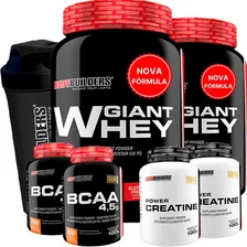 Kit 2x Whey Protein + 2x Bcaa + 2x Creatina + Coqueteleira Sabor Baunilha Foto mini 1