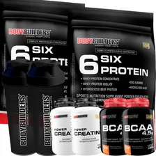 Kit 2x Whey Protein 900g + 2x Bcaa + 2x Creatina + Shaker Sabor Baunilha Foto mini 1