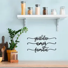 Kit 3 Adesivos Parede Frase Gratidão Amor FamÃlia Lettering Cor Preto Fosco Foto mini 4
