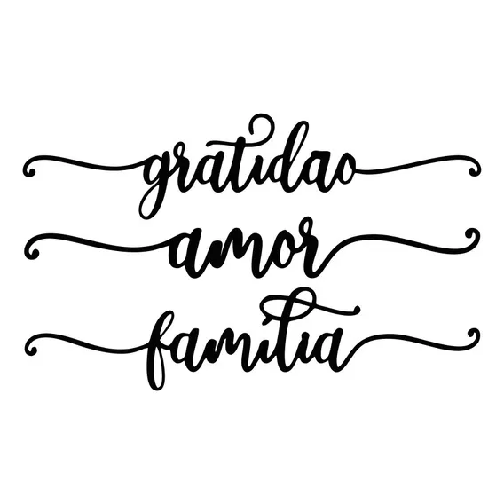 Kit 3 Adesivos Parede Frase Gratidão Amor FamÃlia Lettering Cor Preto Fosco Foto 1
