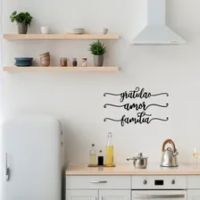 Kit 3 Adesivos Parede Frase Gratidão Amor FamÃlia Lettering Cor Preto Fosco Foto mini 3