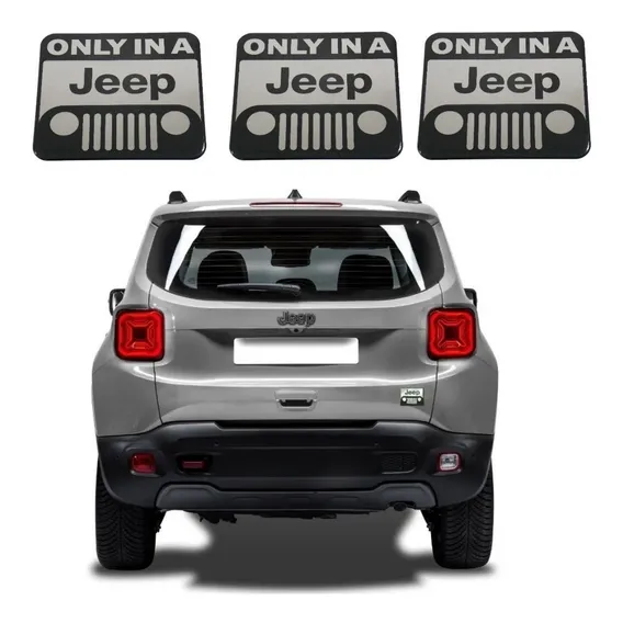 Kit 3 Adesivos Resinados Emblemas 10x8cm Para Jeep 19137 Cor Cinza Foto 1