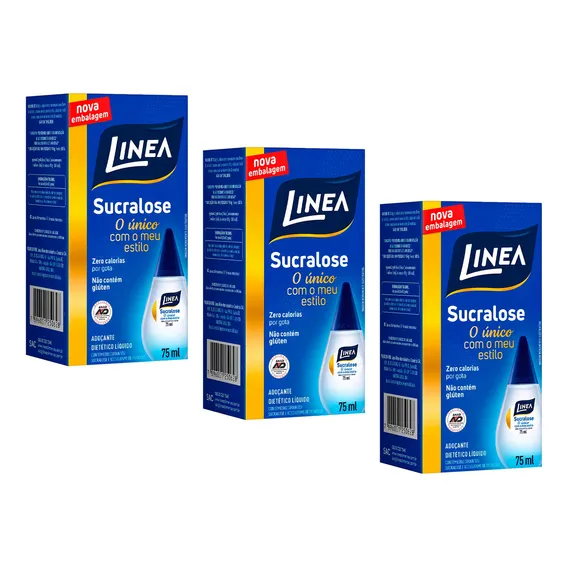Kit 3 Adoçante Líquido Sucralose Zero Calorias Linea 75ml Foto 1