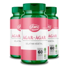 Kit 3 Ágar-ágar Gelatina Vegetal 60 Cápsulas De 600mg Sabor Natural Foto mini 1