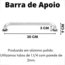 Kit 3 Alças Ou Barra De Apoio 50cm, 40cm E 30cm Cor Prateado Foto mini 2