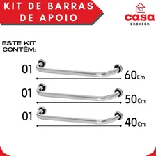 Kit 3 Alças Ou Barra De Apoio 60 Cm, 50 Cm E 40 Cm Cor Prateado Foto mini 2