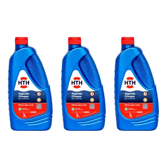 Kit 3 Algicida Choque Hth Solução Água Verde 1 Litro Piscina Foto 1
