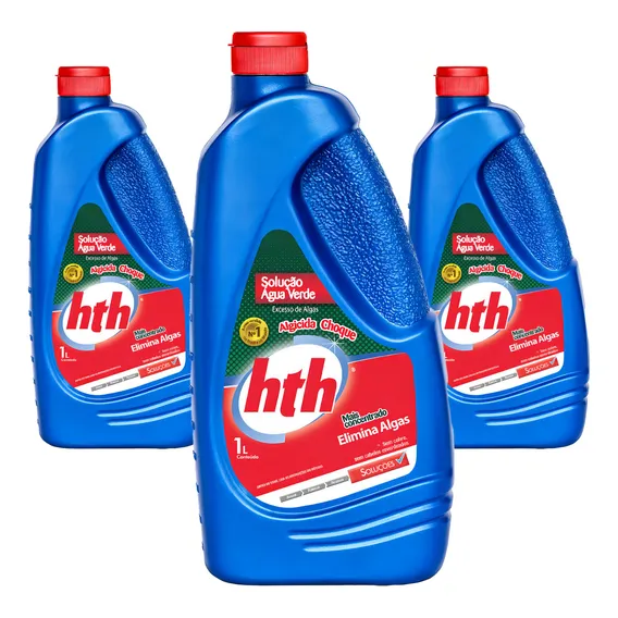 Kit 3 Algicida Choque Hth Solução Ćgua Verde 1 Litro Piscina Foto 1