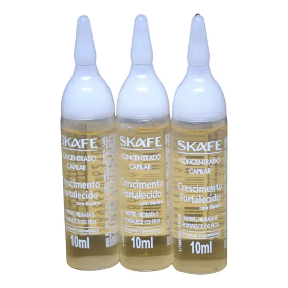 Kit 3 Ampola Tratamento Crescimento Capilar Skafe 10ml Foto 1