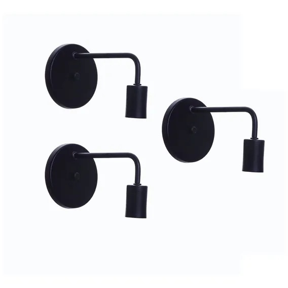 Kit 3 Arandela Industrial Gourmet Parede Tubo Bocal E27 Estrutura Preto/total Foto 1