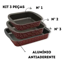 Kit 3 Assadeira Tabuleiro Teflon Retangular N1 N2 N3 Grande Foto mini  2