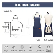 Kit 3 Avental Cozinha Churrasqueiro Restaurante Barista Cor Azul Desenho Do Tecido Pano Oxford Foto mini 3