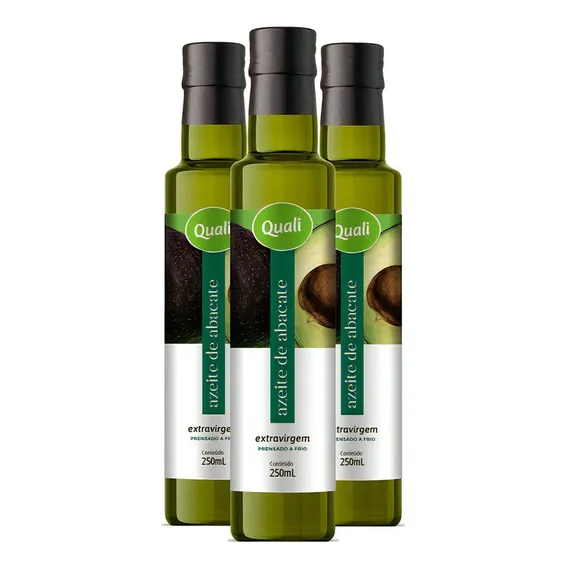 Kit 3 Azeite De Abacate Quali - Extra Virgem - 250ml Sabor Natural Foto 1