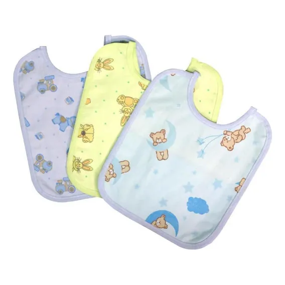 Kit 3 Babador Impermeável Bebe Menino Sortido Forro Pvc Foto 1