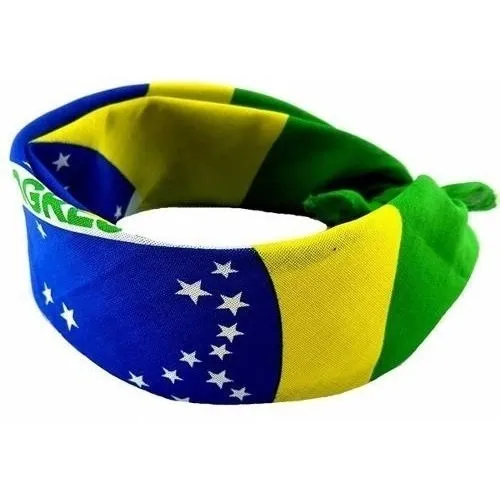 Kit 3 Bandanas Bandeira Do Brasil Versátil 55 Cm Foto 1