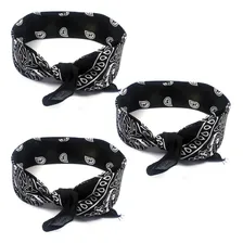 Kit 3 Bandanas Estampa Paisley Cores Básicas Cor Preto Tamanho 55x55 Foto  mini 1